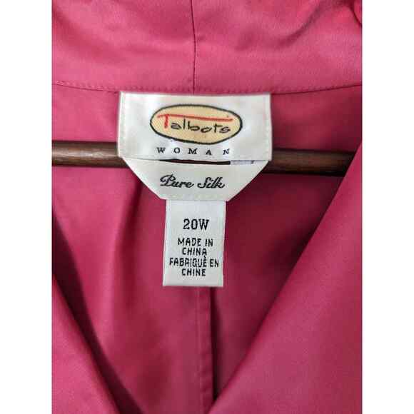 Talbots Pure 100% Silk Pink Ruched Gathered Front Blouse Womens Size 20W Career - Picture 6 of 12